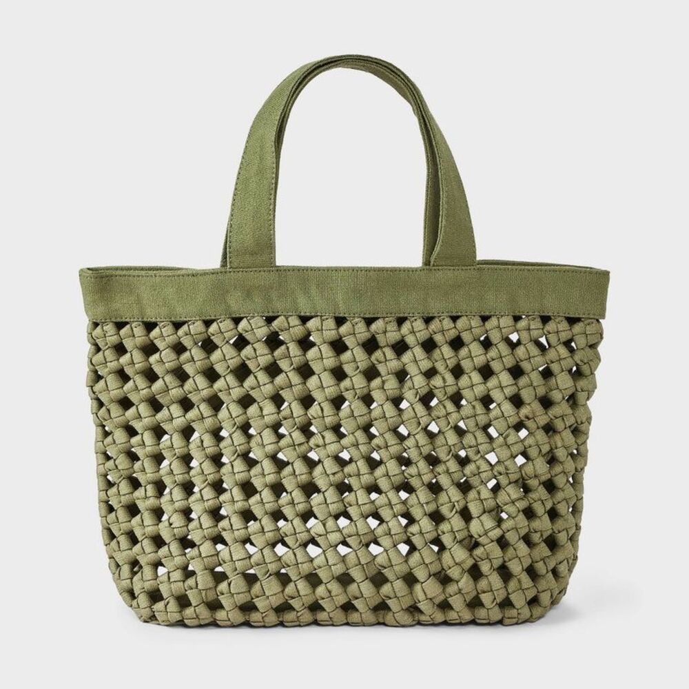 Waxed Cotton Woven Cord Tote Bag - Universal Thread Green